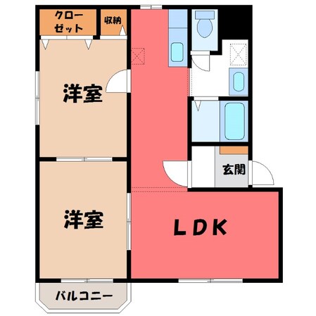 宇都宮大学陽東キャンパス駅 徒歩25分 3階の物件間取画像